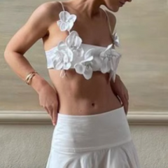 Flower Detailed Cropped Top