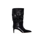 Leather Mid Heel Ankle Boots