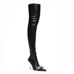 Diamante Bow Over The Knee Boots