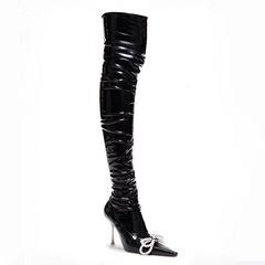 Diamante Bow Over The Knee Boots