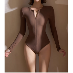 Yoga Pilates Front Zip Fitted Bodysuit Activewear