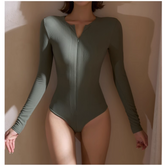 Yoga Pilates Front Zip Fitted Bodysuit Activewear