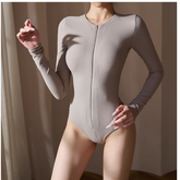 Yoga Pilates Front Zip Fitted Bodysuit Activewear