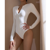 Yoga Pilates Front Zip Fitted Bodysuit Activewear