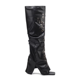 Ring Embellished Knee High Boots