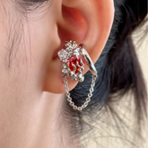 Diamante And Chain Earrings - Pair