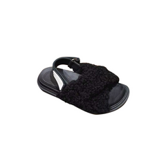 Cross Fur Flat Sandals