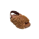 Cross Fur Flat Sandals