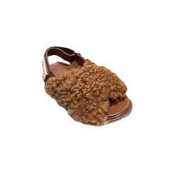 Cross Fur Flat Sandals