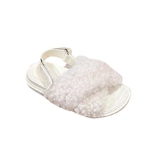 Cross Fur Flat Sandals