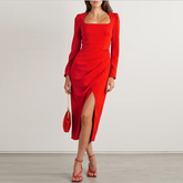 Long Sleeves Slip Evening Dress Gown