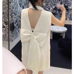 Bow Embellished Blazer Dress