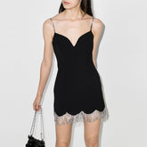 Diamante Fringed Evening Dress Gown