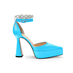 Diamante Ankle Strap High Heel Platform Sandals