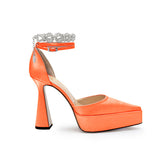 Diamante Ankle Strap High Heel Platform Sandals