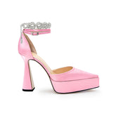 Diamante Ankle Strap High Heel Platform Sandals