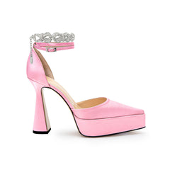Diamante Ankle Strap High Heel Platform Sandals