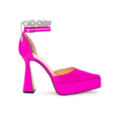 Diamante Ankle Strap High Heel Platform Sandals