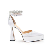 Diamante Ankle Strap High Heel Platform Sandals