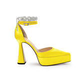 Diamante Ankle Strap High Heel Platform Sandals