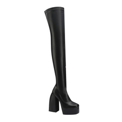 Block Heel Platform Over The Knee Boots