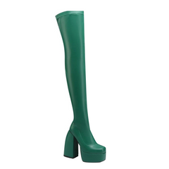 Block Heel Platform Over The Knee Boots