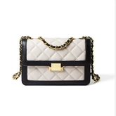 Metal Lock Quilted Cross Body Bag