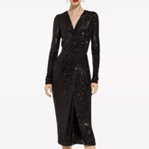 Sequinned V Neck Evening Dress Gown