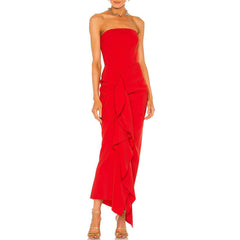 Ruffled Tube Evening Dress Gown