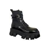 Lace Up Buckled Biker Ankle Boots