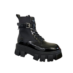 Lace Up Buckled Biker Ankle Boots