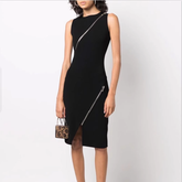 Zip Embellished Evening Dress Gown