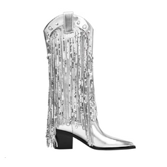 Sequinned Knee High Boots