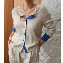 Bi-Color Knitwear Cardigan