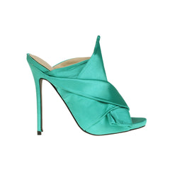 Knotted Stiletto Heel Satin Mules Sandals
