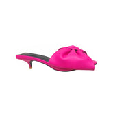 Bow Embellished Leather Mules Sandals