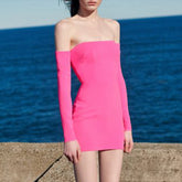 Off-Shoulder Mini Evening Dress Gown