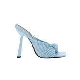 Fold Detailed Leather High Heel Mules Sandals - 9c