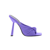 Fold Detailed Leather High Heel Mules Sandals - 9c