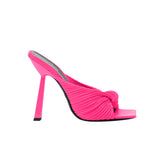 Fold Detailed Leather High Heel Mules Sandals - 9c