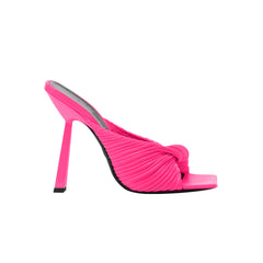 Fold Detailed Leather High Heel Mules Sandals - 9c