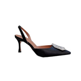 Diamante Buckled Mid Heel Sandals - 7cm