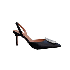 Diamante Buckled Mid Heel Sandals - 7cm