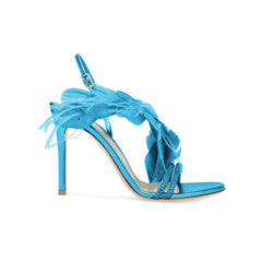 Feather And Damante Mid Heel Sandals - 7.5cm