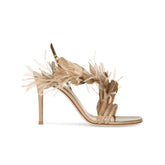 Feather And Damante Mid Heel Sandals - 7.5cm