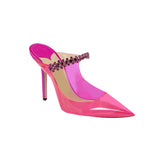 Diamante PVC High Heel Mules Sandals