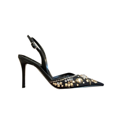 Diamante Mesh High Heel Pumps