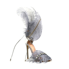 Diamante Feather High Heel Sandals