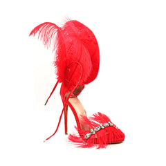 Diamante Feather High Heel Sandals