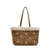 Flower Embellished Tote Bag